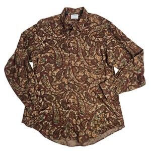 Vtg Gitman Bros Mens Wool Large Paisley Print‎ Button Down Shirt Long Sleeve USA